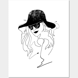 HAT LADY line art design Posters and Art